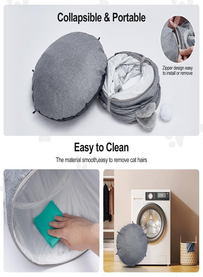 Odoland Linen Cat Tunnels for Indoor Cats with Central Cat Bed, Interactive Cat Toys Detachable Soft Mat and Variety Kitty Toy Set Grey - Image 5